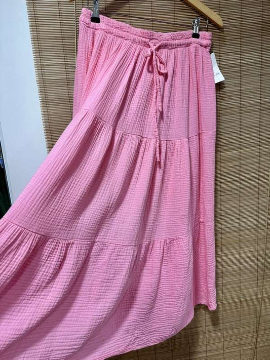 GRANDE TAILLE - Jupe bohème gaze de coton rose