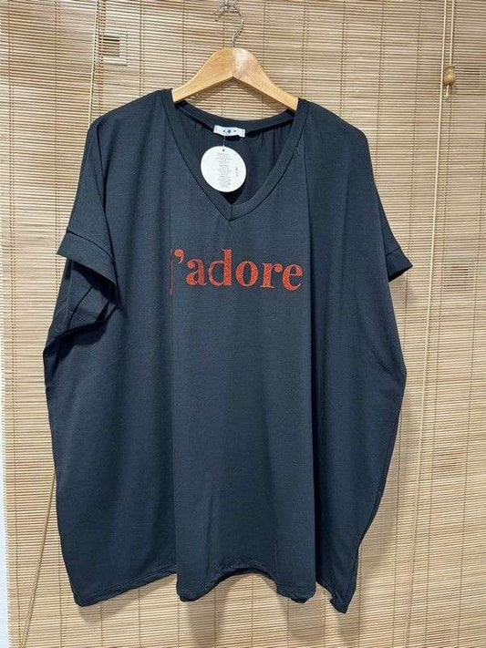 GRANDE TAILLE - T-shirt J'ADORE noir
