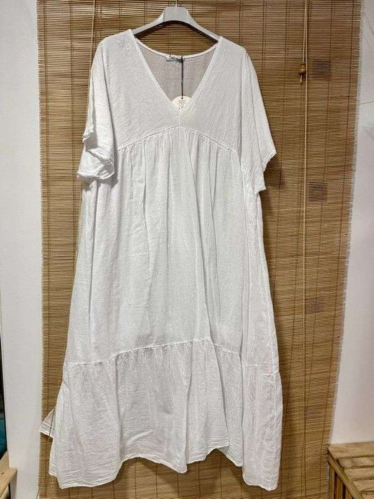 GRANDE TAILLE - Robe longue en voile de coton blanche