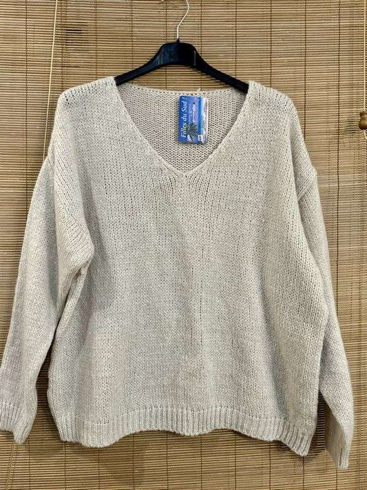 Pull col V LYA écru