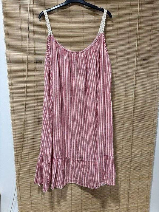 GRANDE TAILLE - Robe à bretelles rayée rouge