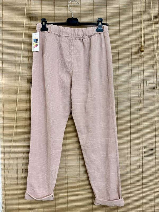 Pantalon en coton rose poudré