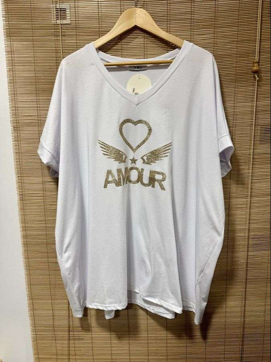 GRANDE TAILLE - T-shirt Amour blanc