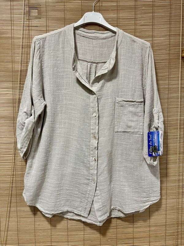 Chemise poche poitrine sable