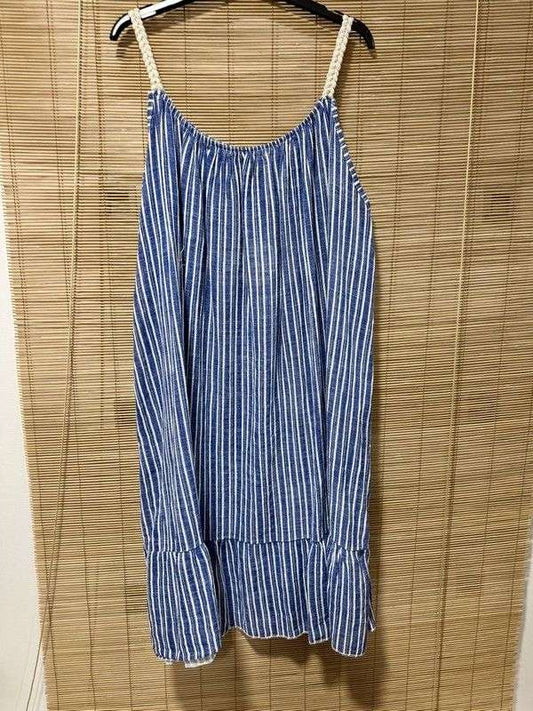 GRANDE TAILLE - Robe à bretelles rayée bleu marine