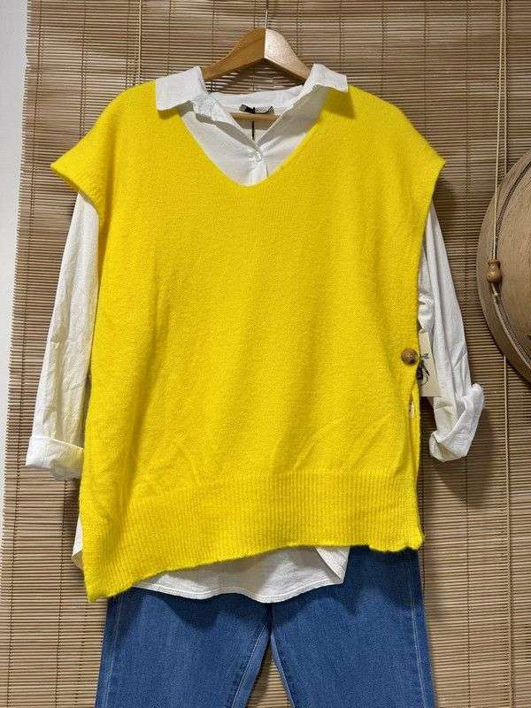 Pull débardeur jaune