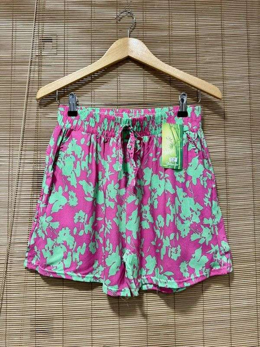 Short fluide Hawaï rose/vert
