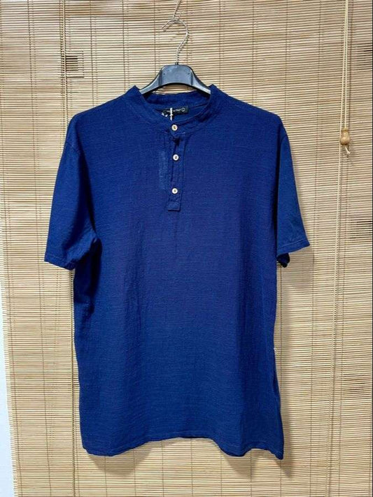 T-shirt ADAMO col tunisien bleu marine