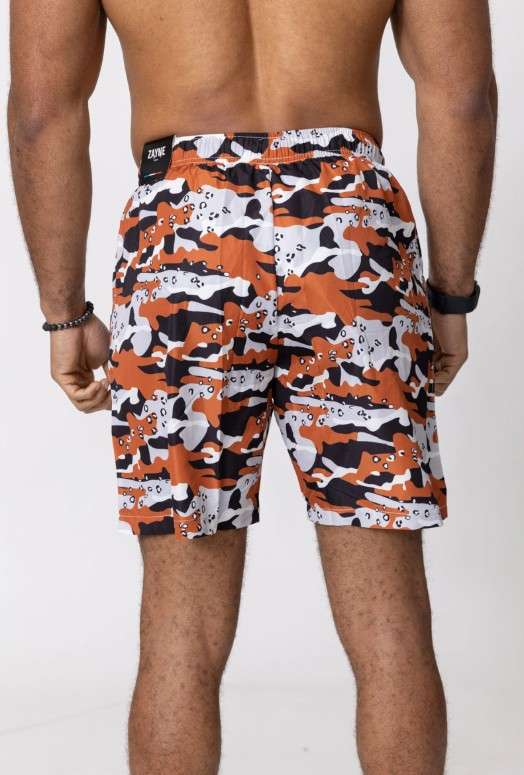 Short de bain camo terracotta