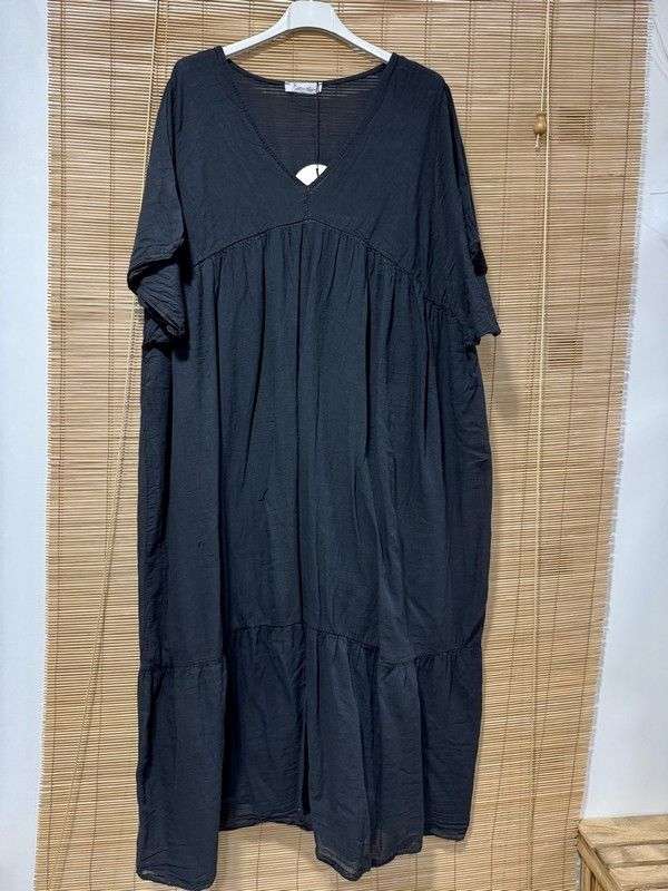GRANDE TAILLE - Robe longue en voile de coton noire