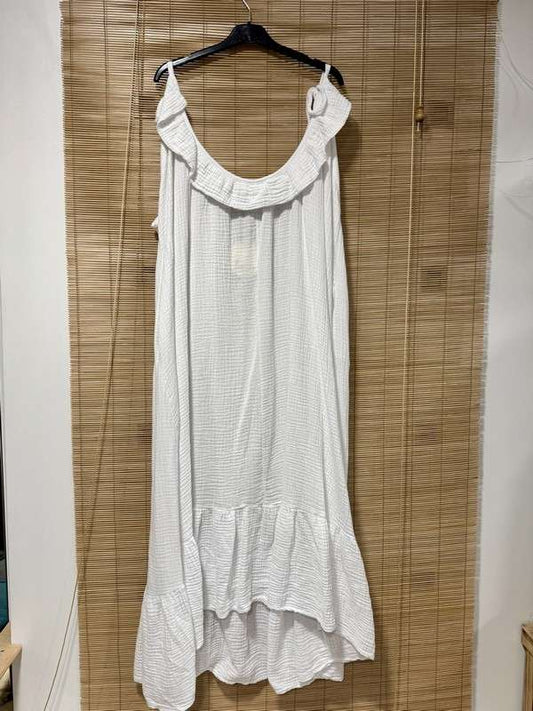 GRANDE TAILLE - Robe gaze de coton bretelles blanche