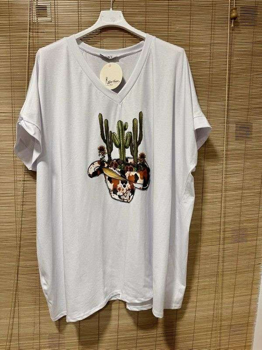 GRANDE TAILLE - T-shirt Cowboy blanc