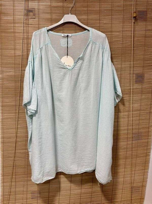 GRANDE TAILLE - Blouse voile de coton vert menthe