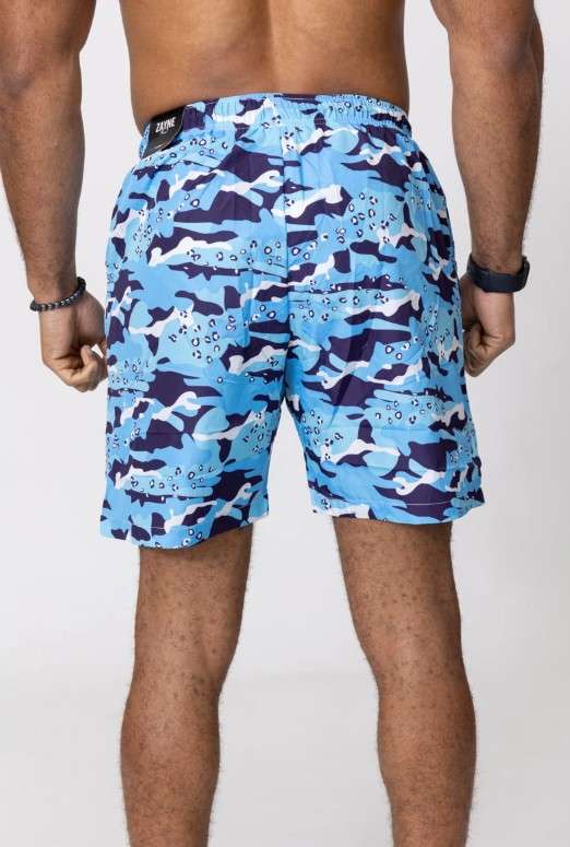 Short de bain camo bleu