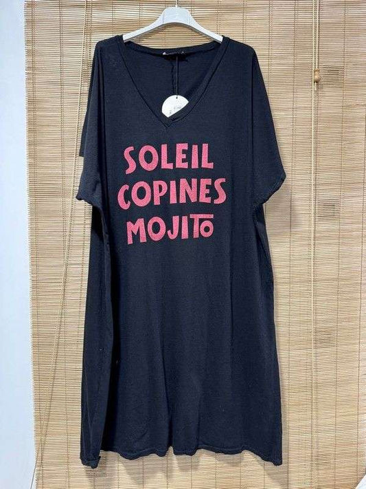 GRANDE TAILLE - Robe t-shirt Mojito noire
