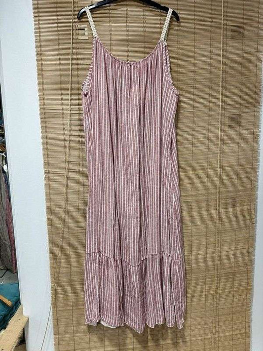 GRANDE TAILLE - Robe longue à bretelles rayée terracotta