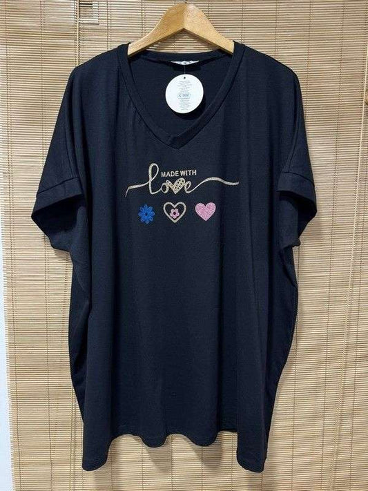 GRANDE TAILLE - T-shirt Made With Love noir