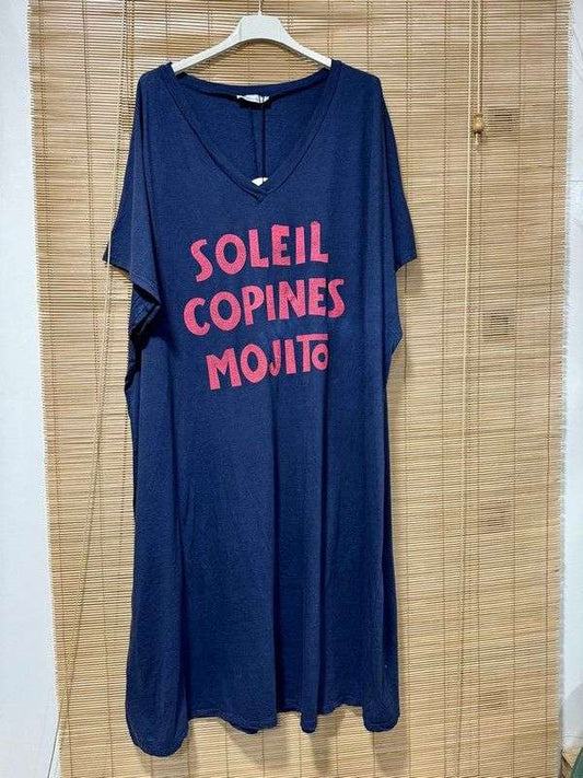 GRANDE TAILLE - Robe t-shirt Mojito bleu marine