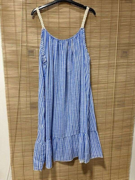 GRANDE TAILLE - Robe à bretelles rayée bleu