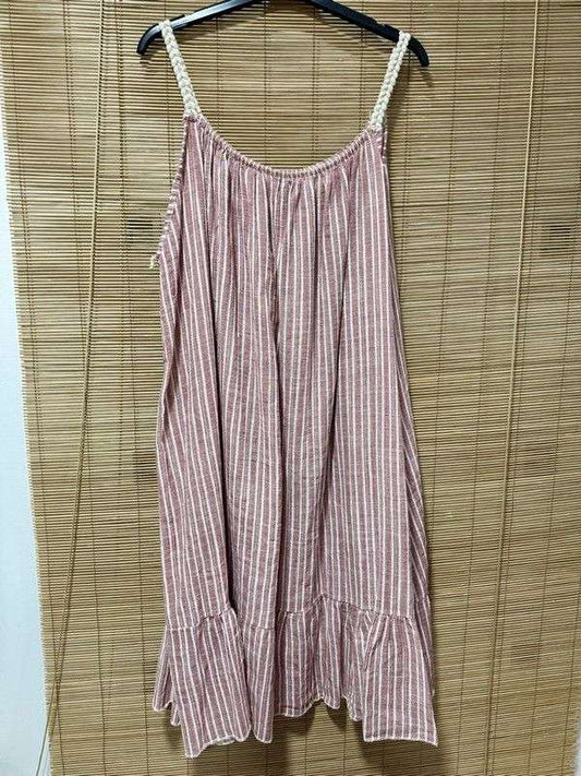 GRANDE TAILLE - Robe à bretelles rayée terracotta