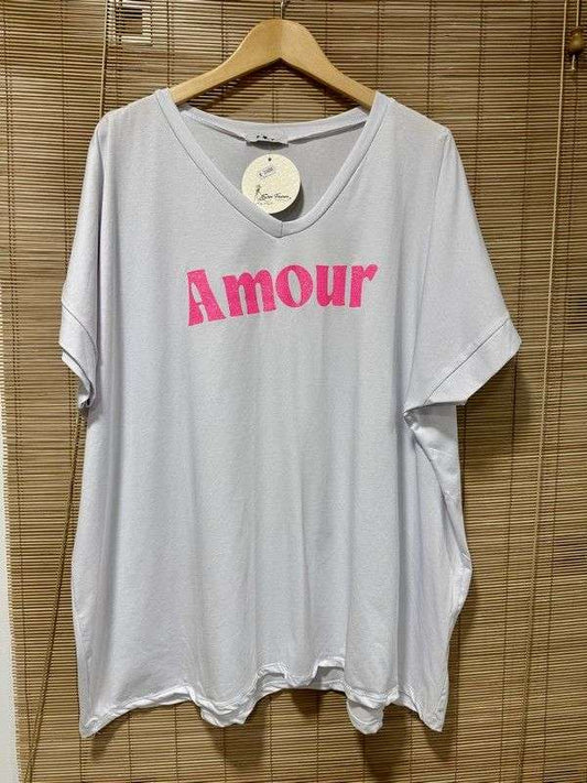 GRANDE TAILLE - T-shirt AMOUR rose