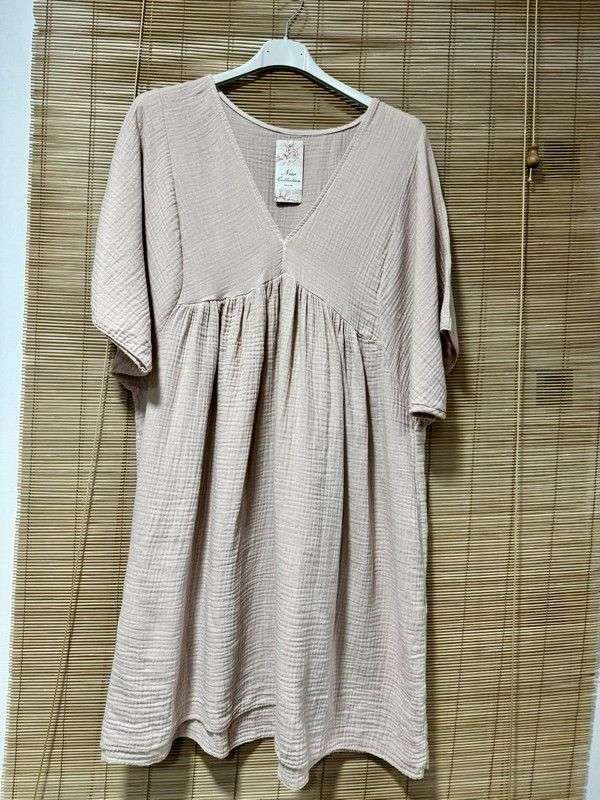 Robe gaze de coton vieux rose