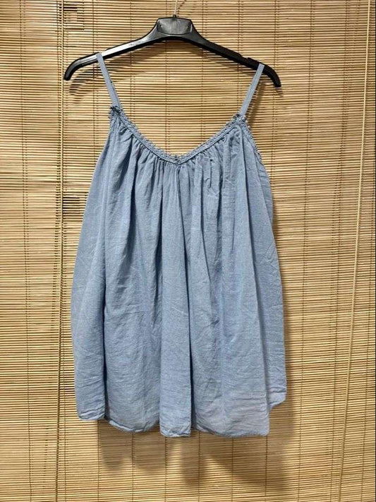 Top voile de coton bleu jean