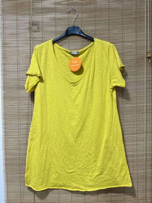 T-shirt col V jaune citron