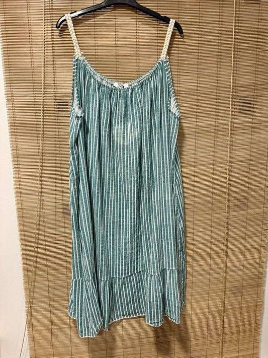 GRANDE TAILLE - Robe à bretelles rayée bleu canard