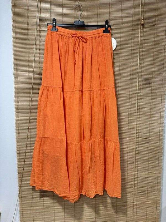 GRANDE TAILLE - Jupe longue voile de coton orange