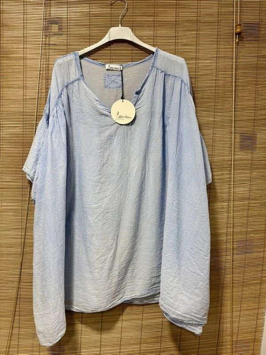GRANDE TAILLE - Blouse voile de coton bleue