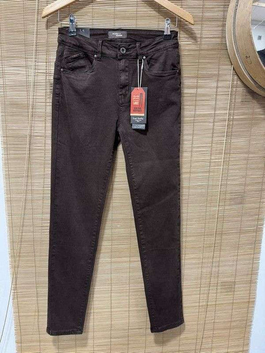 Jean slim push-up marron