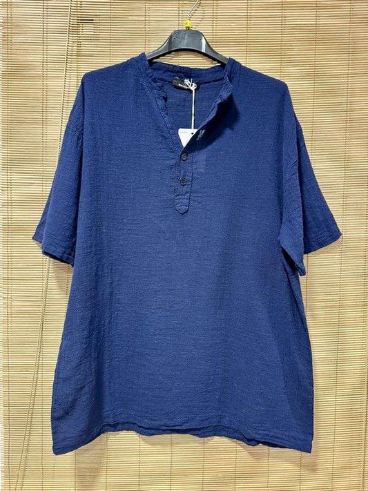 T-shirt CLAUDIO boutons bleu marine