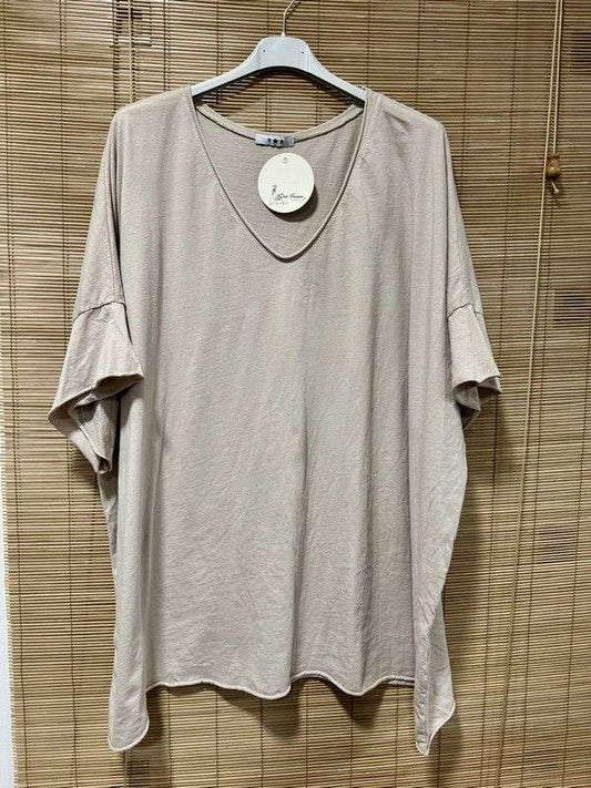 GRANDE TAILLE - T-shirt coton beige