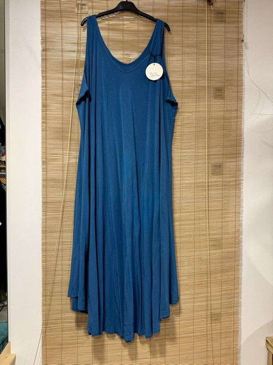 GRANDE TAILLE - Robe longue sans coutures fluide bleu canard