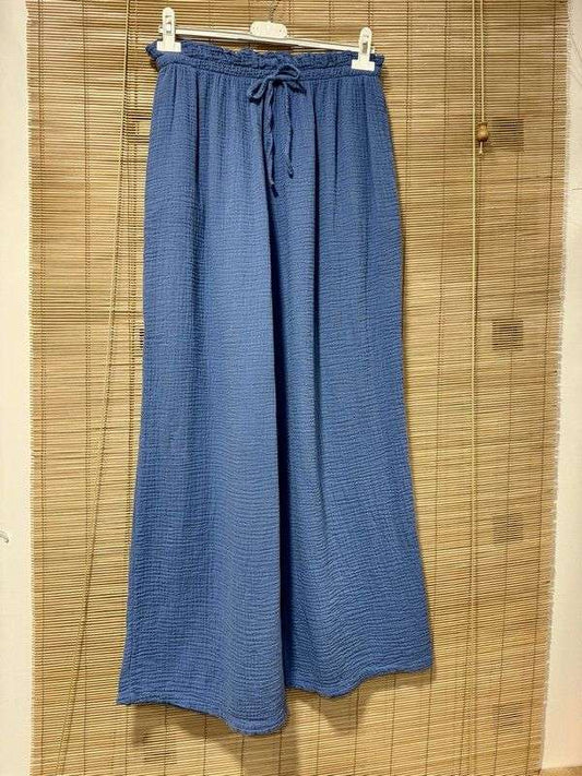 GRANDE TAILLE - Pantalon gaze de coton bleu jean