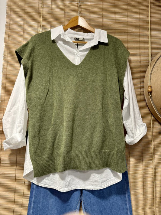 Pull débardeur kaki