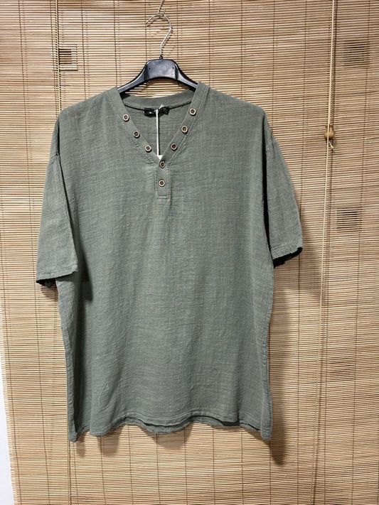 T-shirt col boutons ELIO kaki