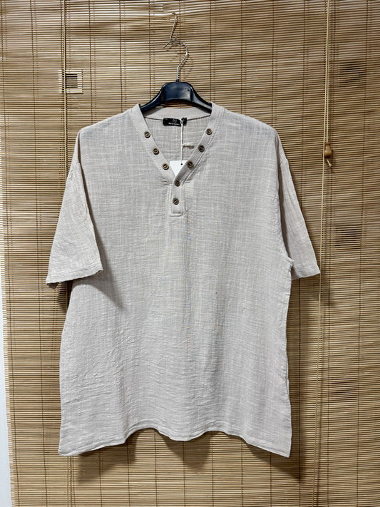 T-shirt col boutons ELIO sable