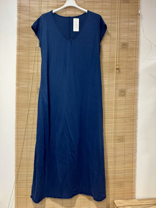 Robe longue t-shirt bleu bleu marine