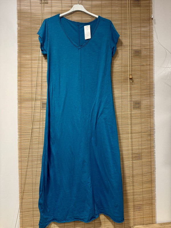 Robe longue t-shirt bleu canard