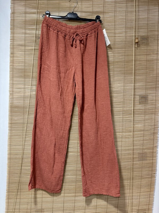 Pantalon gaze de coton terra cotta