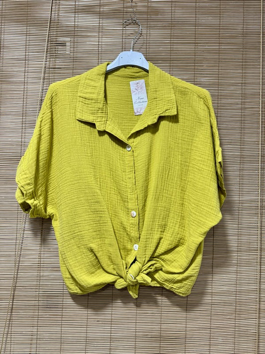 Chemisier gaze de coton jaune