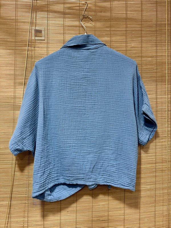 Chemise gaze de coton bleu jean
