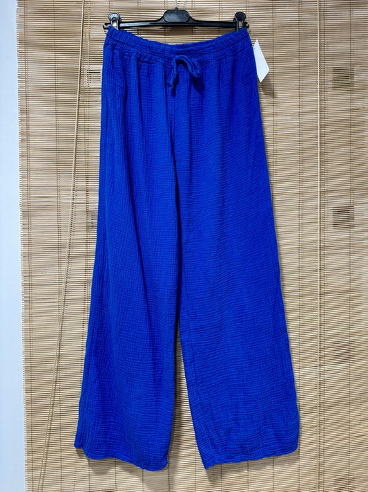 Pantalon gaze de coton bleu roi