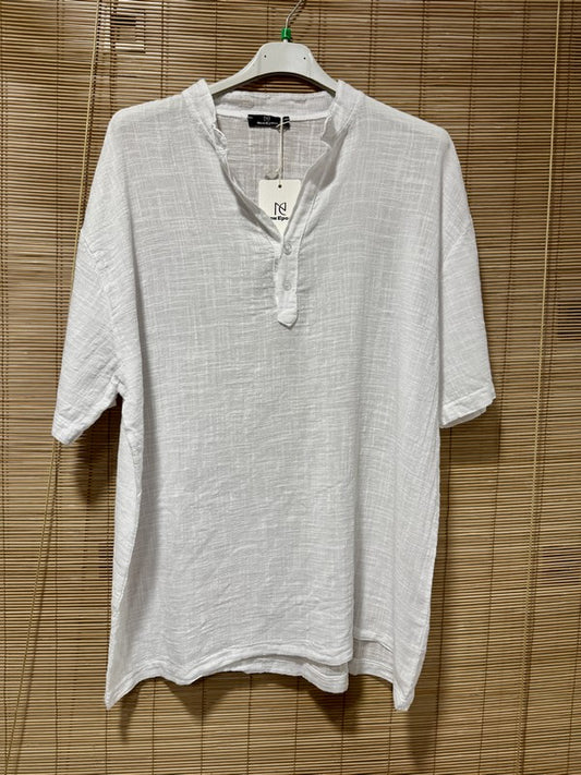 T-shirt CLAUDIO boutons blanc