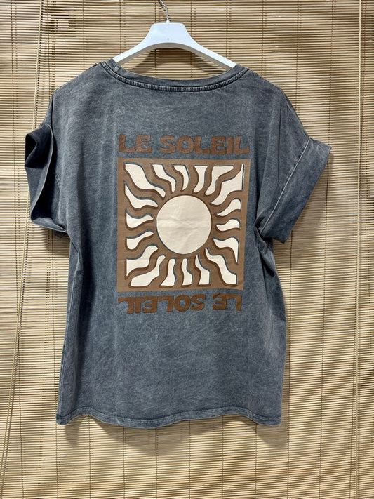 T-shirt anthracite LE SOLEIL marron