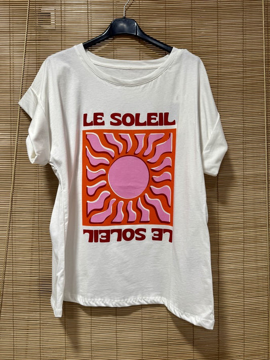 T-shirt blanc LE SOLEIL rouge
