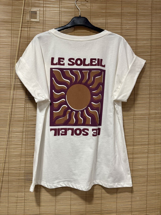 T-shirt blanc LE SOLEIL bordeaux