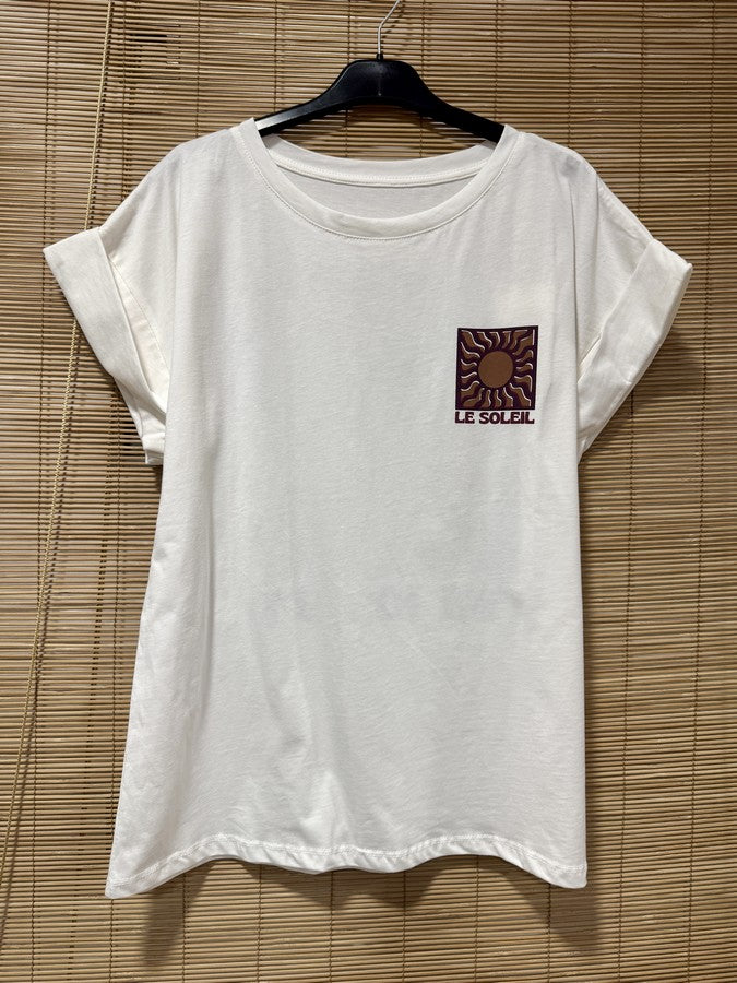 T-shirt blanc LE SOLEIL bordeaux